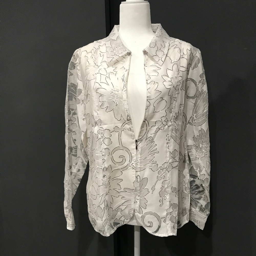 Transparent/White Jacket and White Tank Top Set